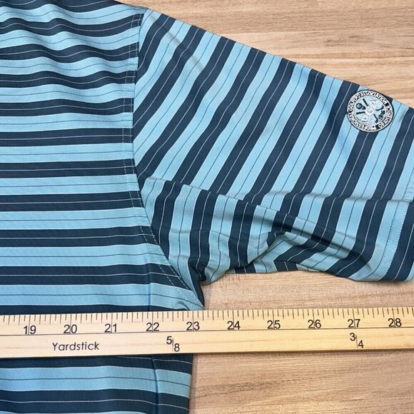 Dunning Golf Polo Shirt Mens Extra Large PGA Golf Club Blue Green Stripe Stretch - Picture 13 of 16